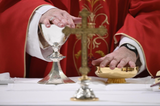 6-Misa celebrada por el papa Francisco de forma privada en la capilla de la Casa Santa Marta. <i>La fe debe ser transmitida, debe ser ofrecida, especialmente con el testimonio</i>