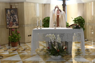 5-Misa celebrada por el papa Francisco de forma privada en la capilla de la Casa Santa Marta: <i>El Espíritu Santo crea la armonía de la Iglesia, el espíritu maligno destruye </i>