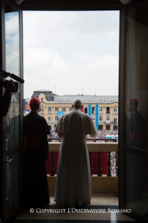 12-Apostolic Journey to Colombia: Blessing of the Faithful from the balcony of the Cardinal's Palace