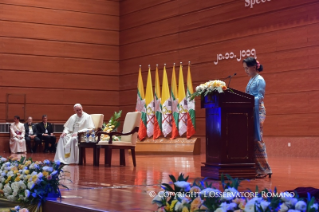 21-Apostolic Journey to Myanmar: Meeting with Authorities, the Civil Society and the Diplomatic Corps