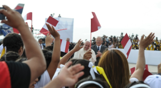 8-Voyage apostolique au Pérou : Cérémonie de bienvenue