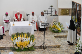 12-Apostolic Journey to Madagascar: Midday Prayer in the Monastery of the Discalced Carmelites  