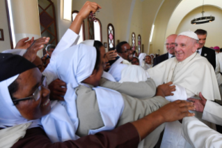 24-Apostolic Journey to Madagascar: Midday Prayer in the Monastery of the Discalced Carmelites  