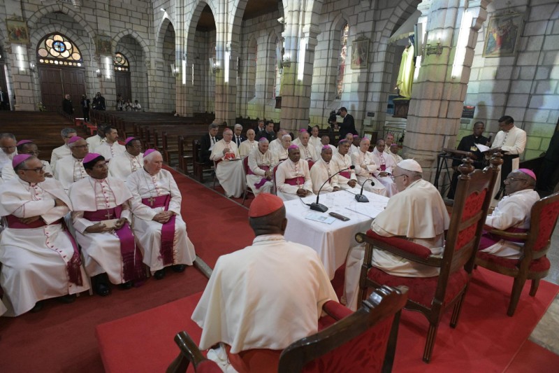 Un momento del diálogo con el Papa