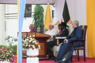 0-Apostolische Reise in den Südsudan: Begegnung mit den Vertretern der Regierung, der Zivilgesellschaft und mit dem Diplomatischen Korps