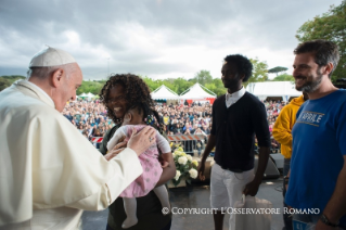 9-Grussworte von Papst Franziskus beim Besuch der Kundgebung für soziale Gerechtigkeit und Umweltschutz 